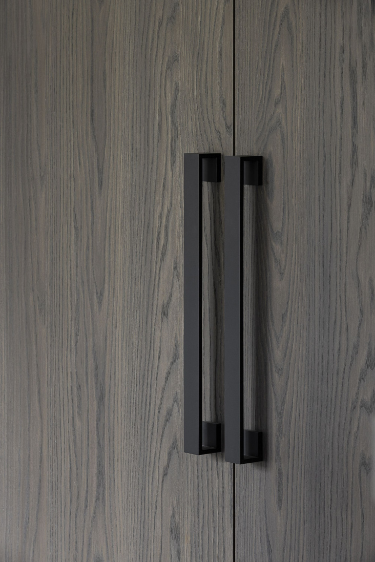 Satin stainless steel door handle